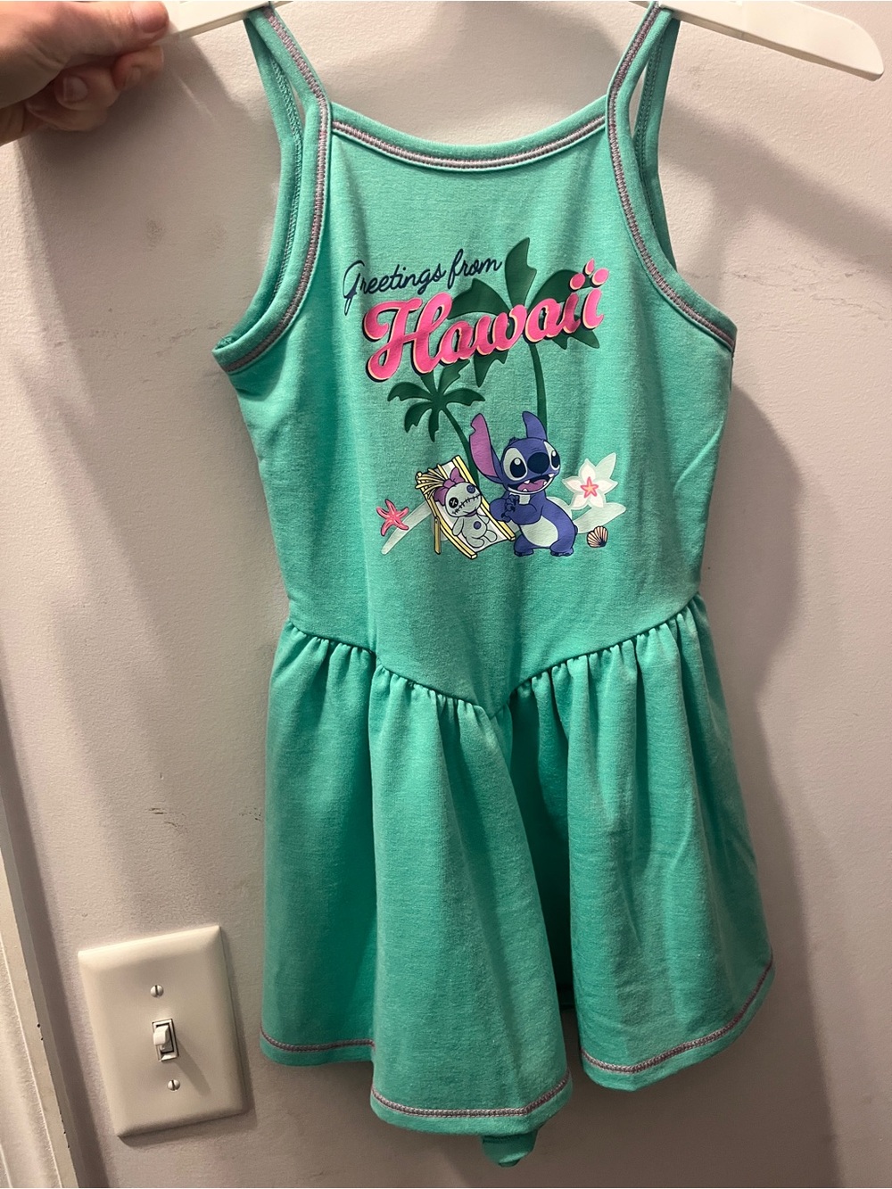 Girls Aqua "Greetings from Hawaii" Stitch Tank Dress